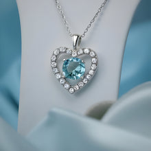 Load image into Gallery viewer, Aquamarine Heart Necklace Sterling Sliver