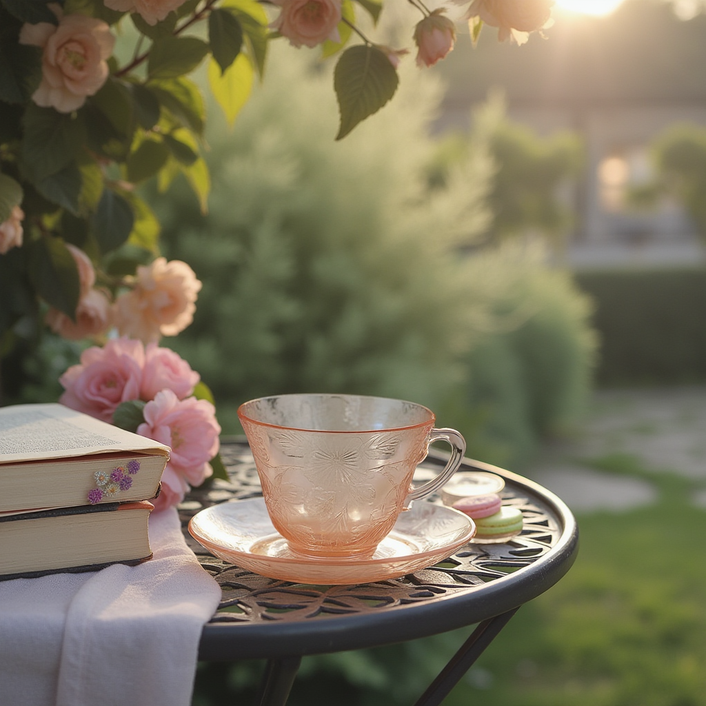 Pink Depression Glass Saucer and Teacup