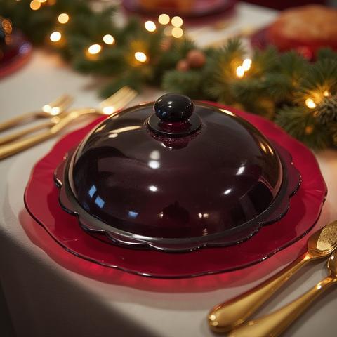 Vintage Red Plate and Lid