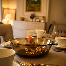 Load image into Gallery viewer, Glass Bake Primrose Dream Smoked Glass Casserole Dish - Vintage Yellow Daisy Baking Dish