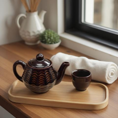 Vintage Brown Single Serving Teapot