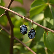 Load image into Gallery viewer, Snowflake Obsidian Earrings