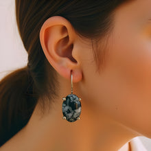 Load image into Gallery viewer, Snowflake Obsidian Earrings
