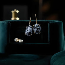 Load image into Gallery viewer, Snowflake Obsidian Earrings