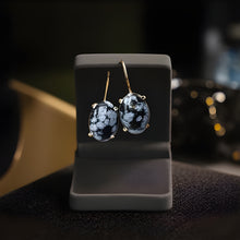 Load image into Gallery viewer, Snowflake Obsidian Earrings