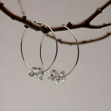 Load image into Gallery viewer, silver herkimer hoop earrings