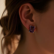 Load image into Gallery viewer, amethyst emerald cut earrings