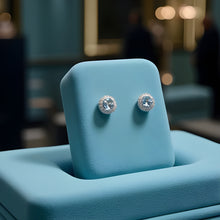 Load image into Gallery viewer, Aquamarine Halo Earrings