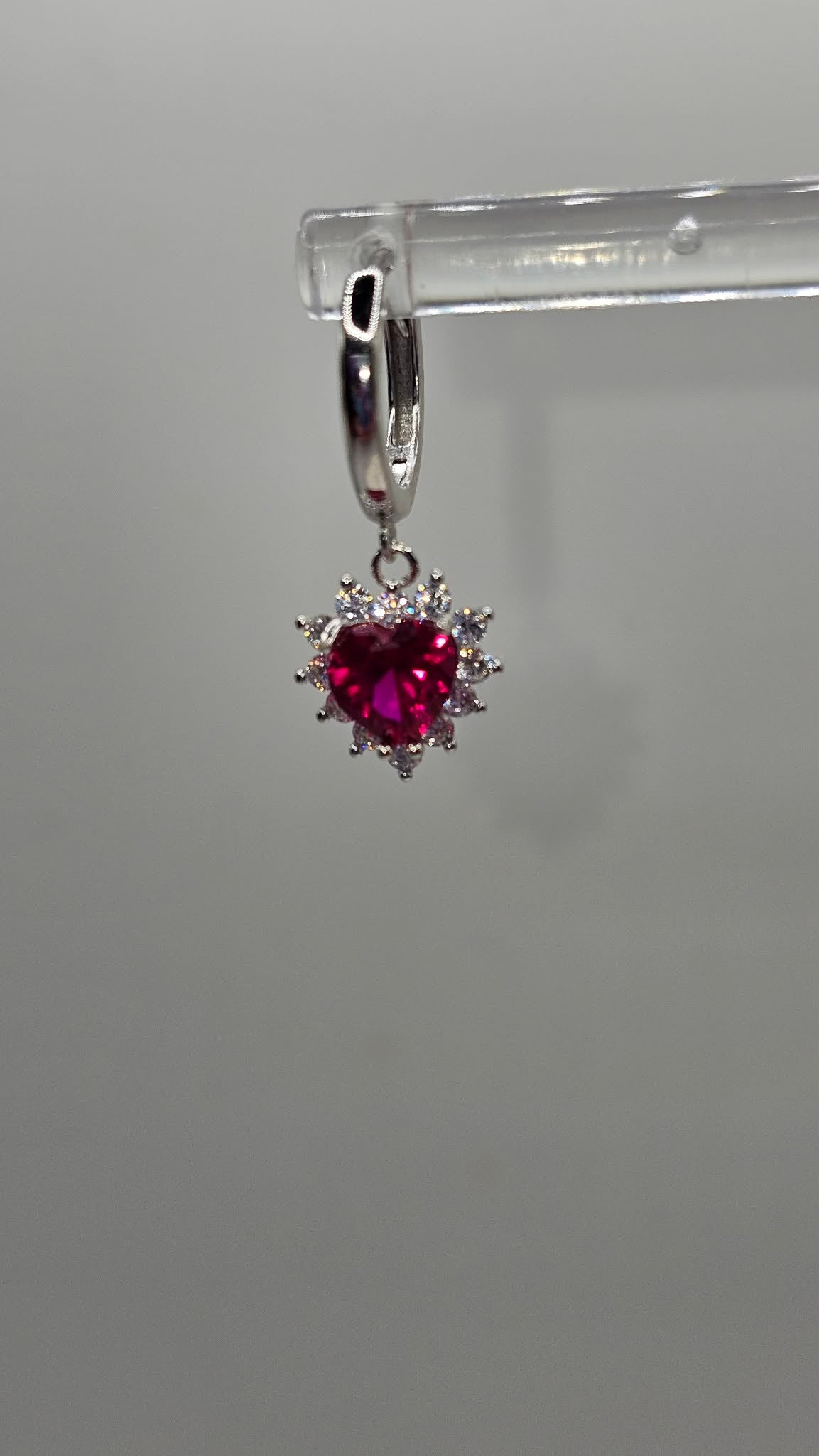 Ruby Heart Drop Earrings