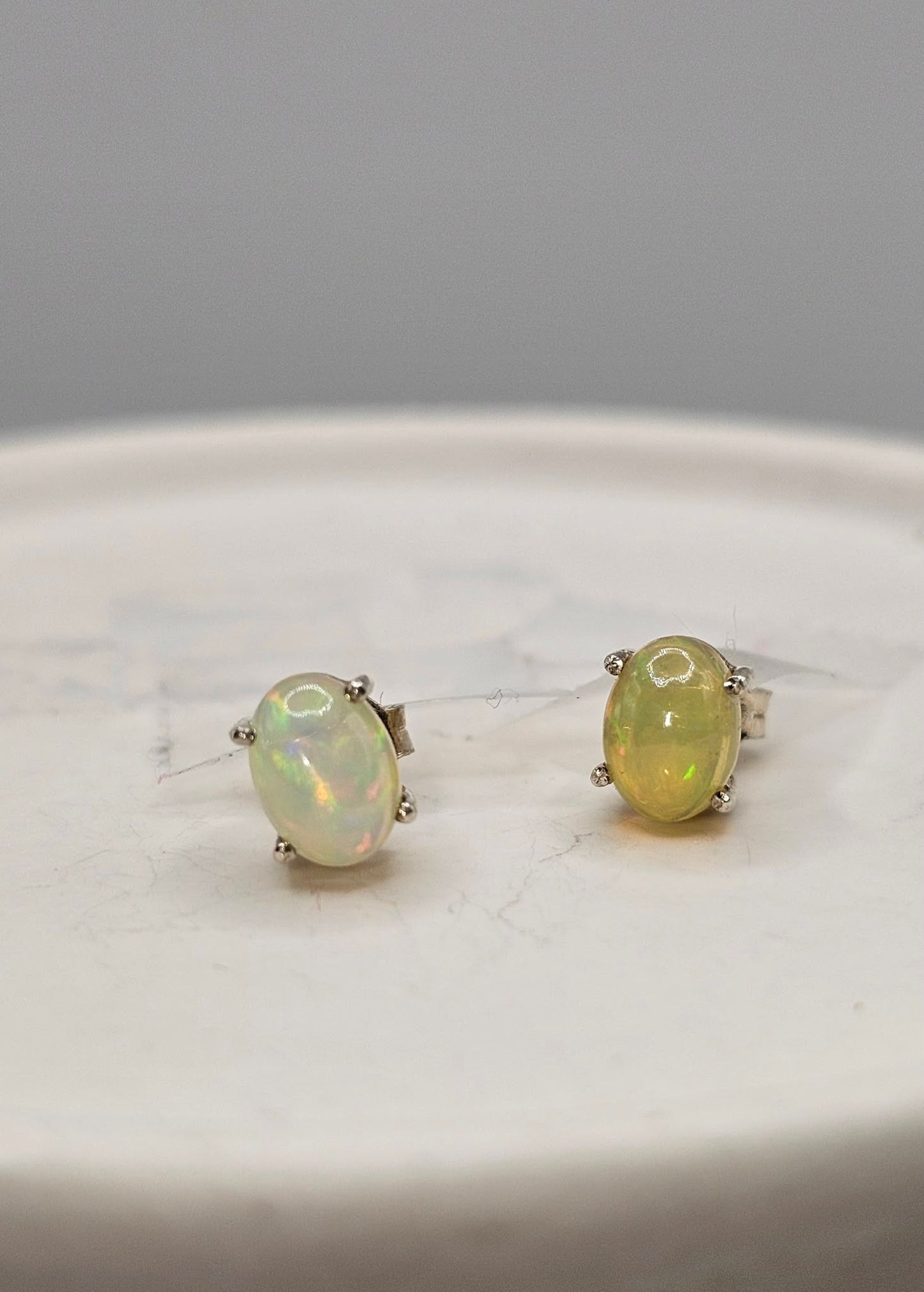 Opal Sterling Silver Stud Earrings