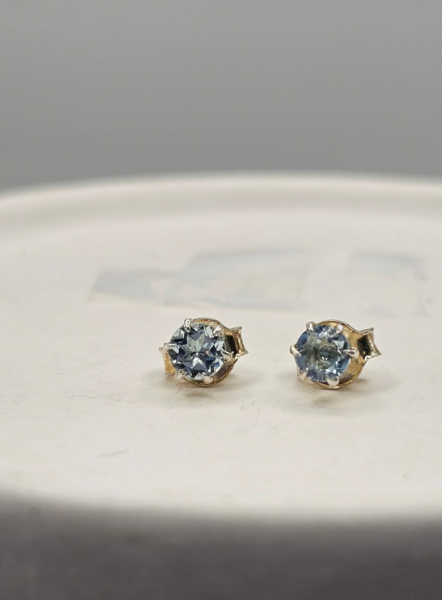 Tiny Aquamarine Sterling Silver Stud Earrings