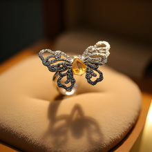 Load image into Gallery viewer, 1ct Citrine Butterfly Ring in Sterling Silver