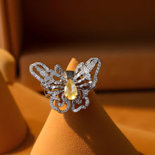 Load image into Gallery viewer, 1ct Citrine Butterfly Ring in Sterling Silver