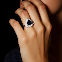 Load image into Gallery viewer, 3ct Trillion Cut Onyx with a White Sapphire Halo