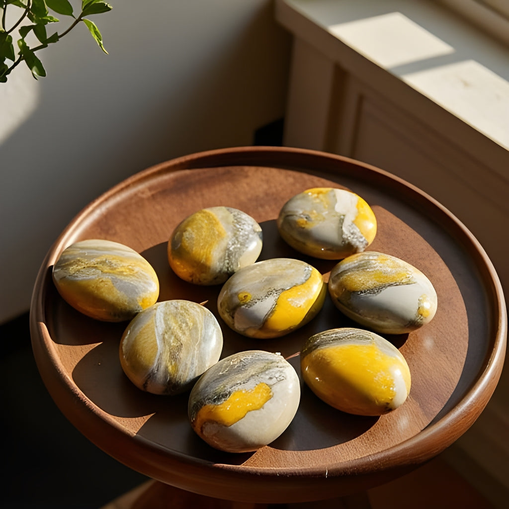 Bumblebee Jasper Mini Palm Stone
