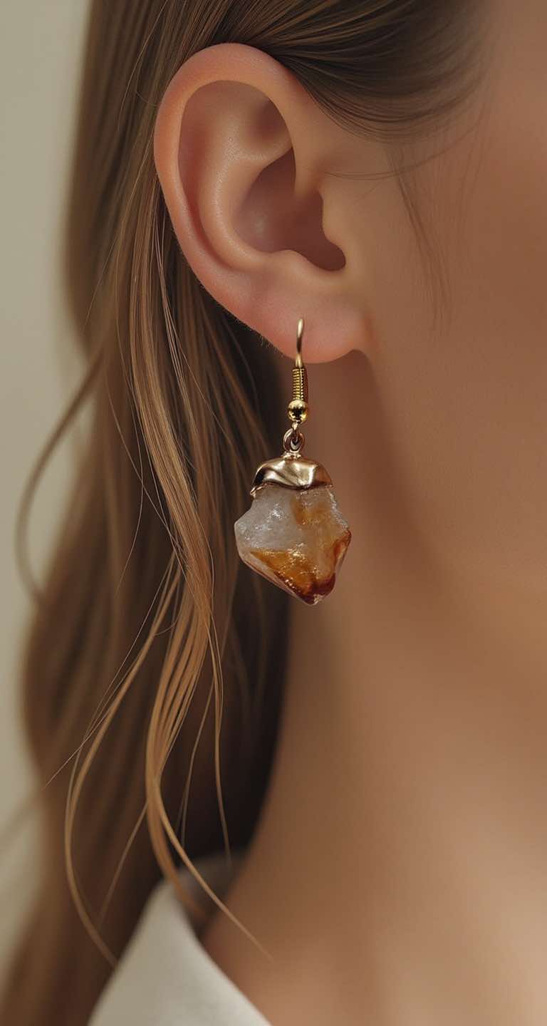 rough citrine drop earrings