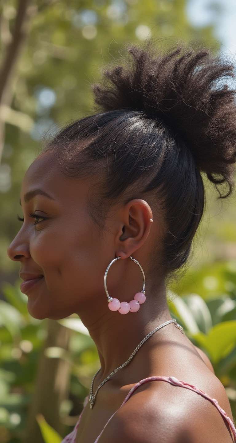 rose quartz hoops