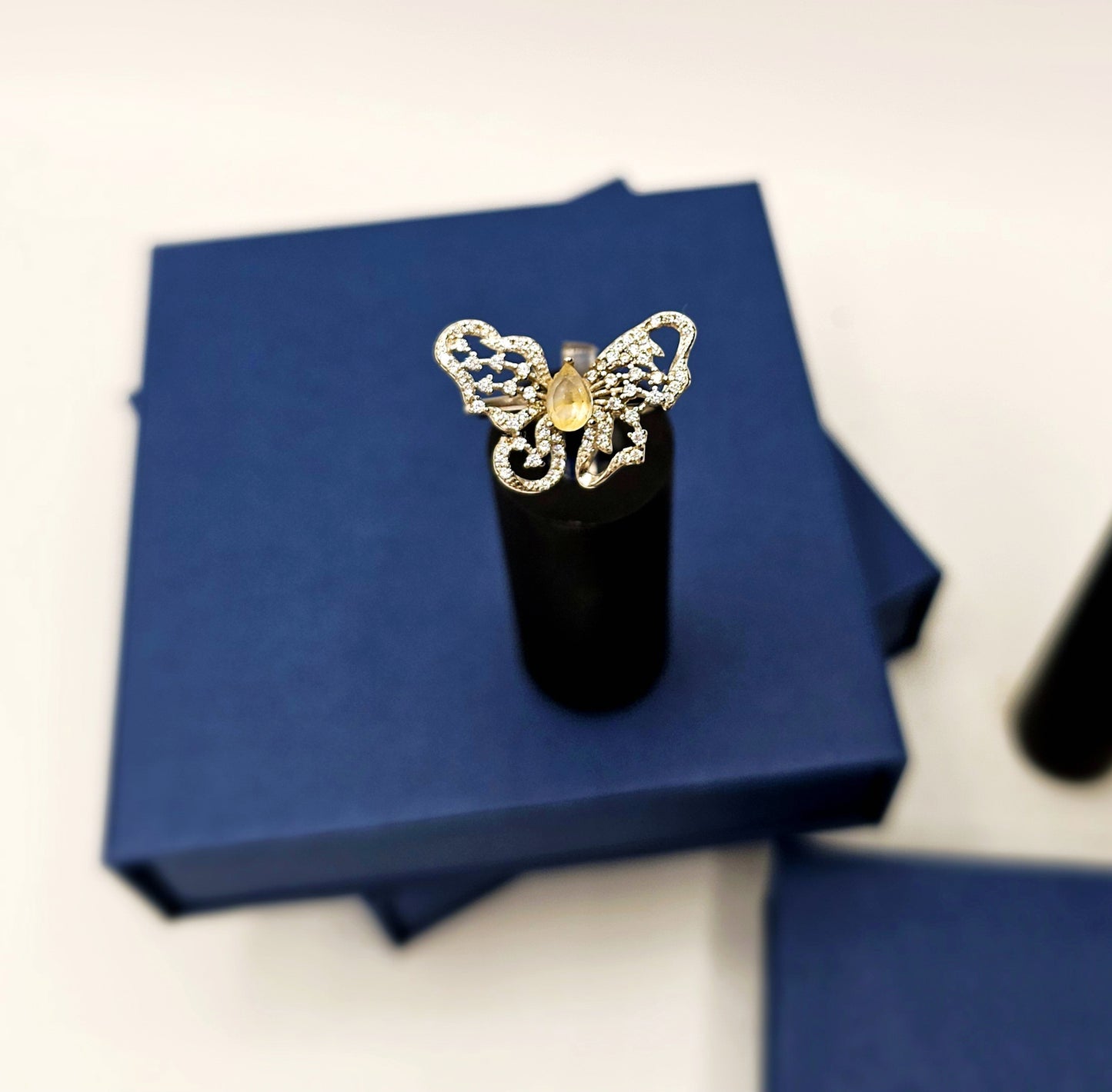 1ct Citrine Butterfly Ring in Sterling Silver