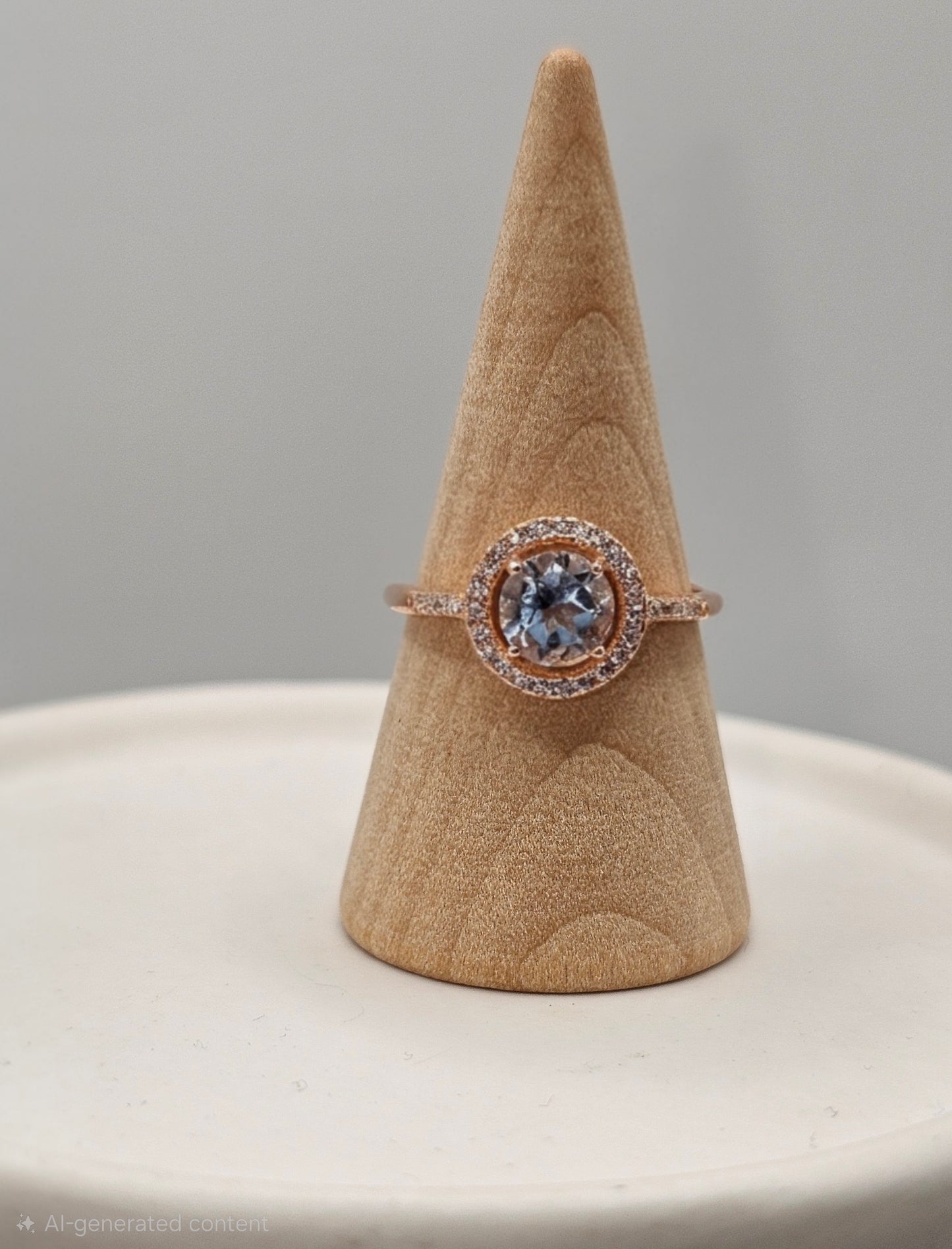 Aquamarine Halo Rose Gold Ring