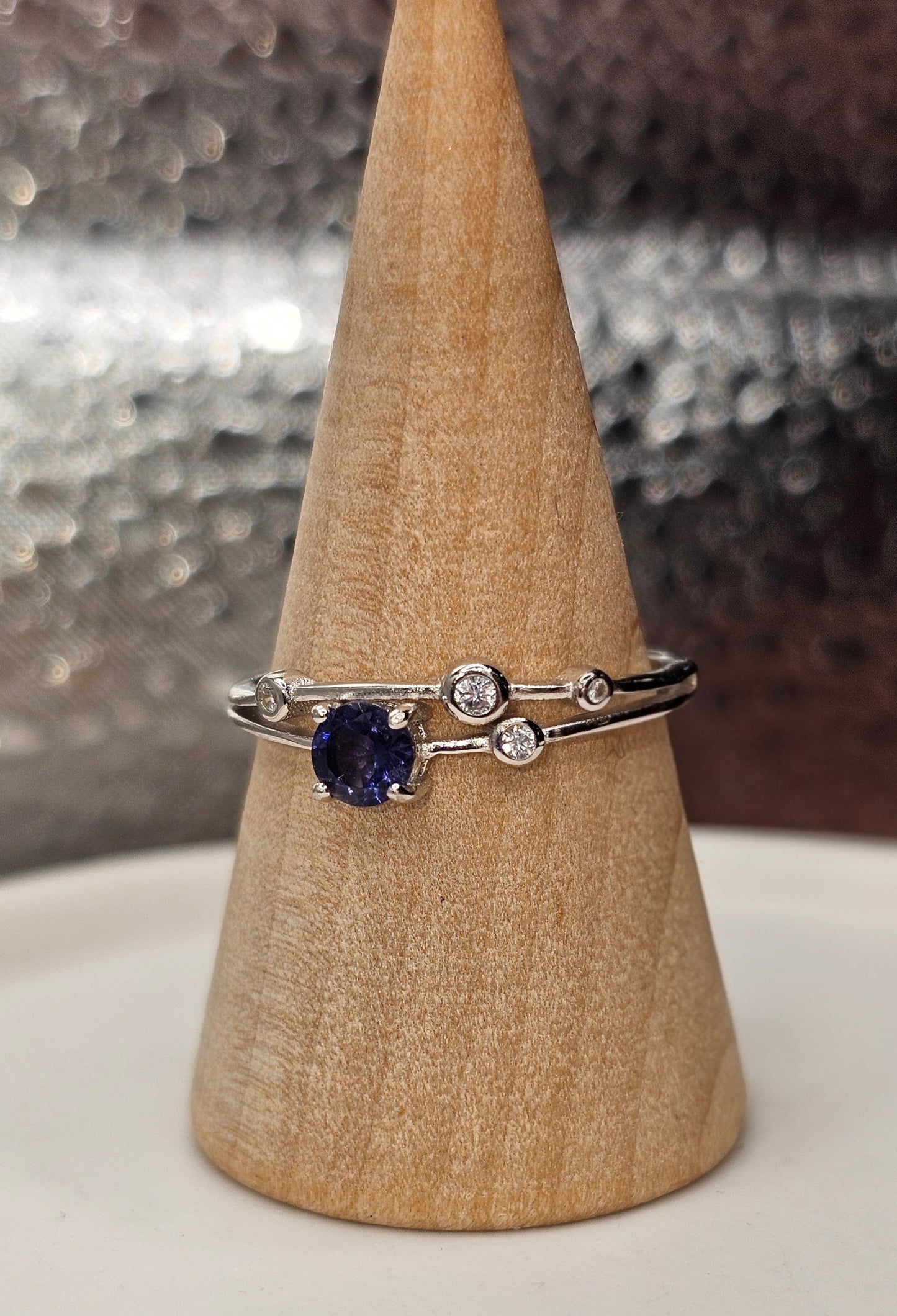 Iolite Sterling Silver Minimalist Ring