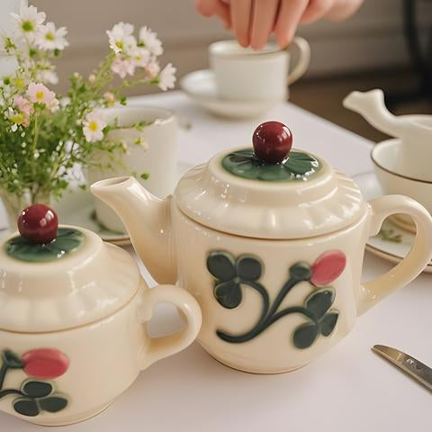 Vintage McCoy Red Clover Teapot & Sugar Bowl Set – Mid-Century Ceramic Pottery