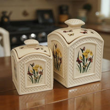 Load image into Gallery viewer, Enesco Butterfly Trellis Cannister, Small and Medium set
