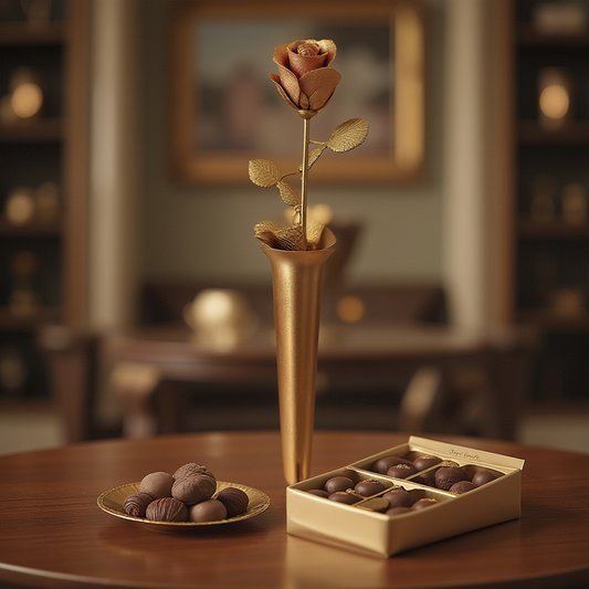 Brass Rose and Vase