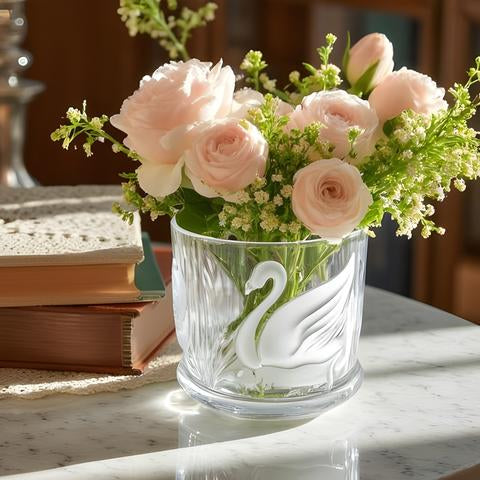Gloria Vanderbilt Frosted Swan Glass - Elegant Vintage Decorative Collectible
