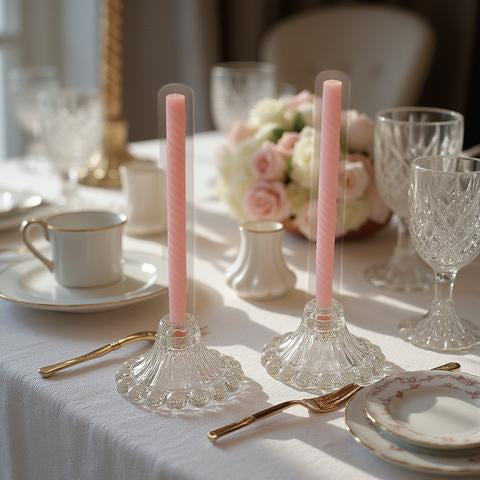 Set of 2 Anchor Hocking Candlestick Holders