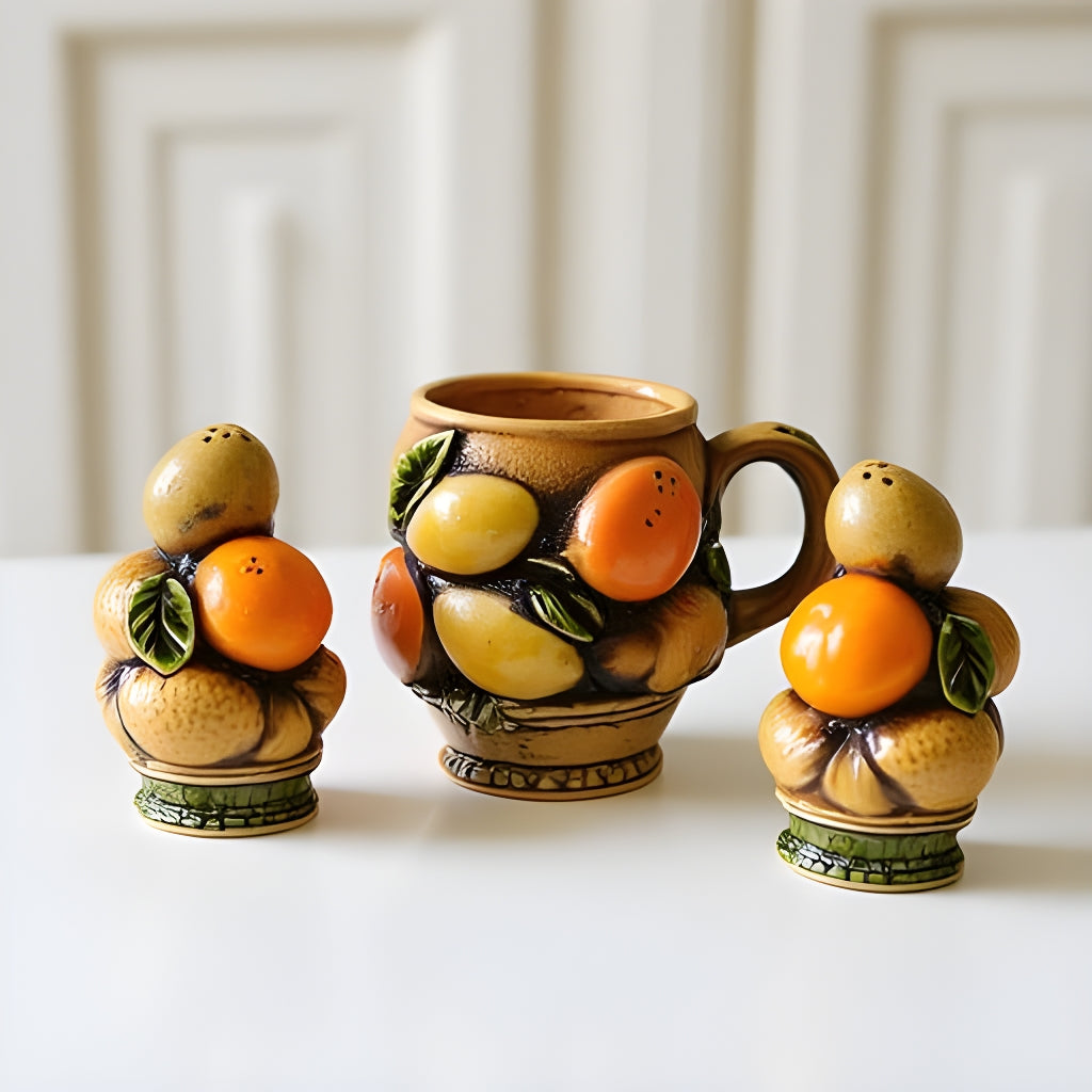 Retro Inarco Japan Ceramic Orange Spice 3 Pc Set