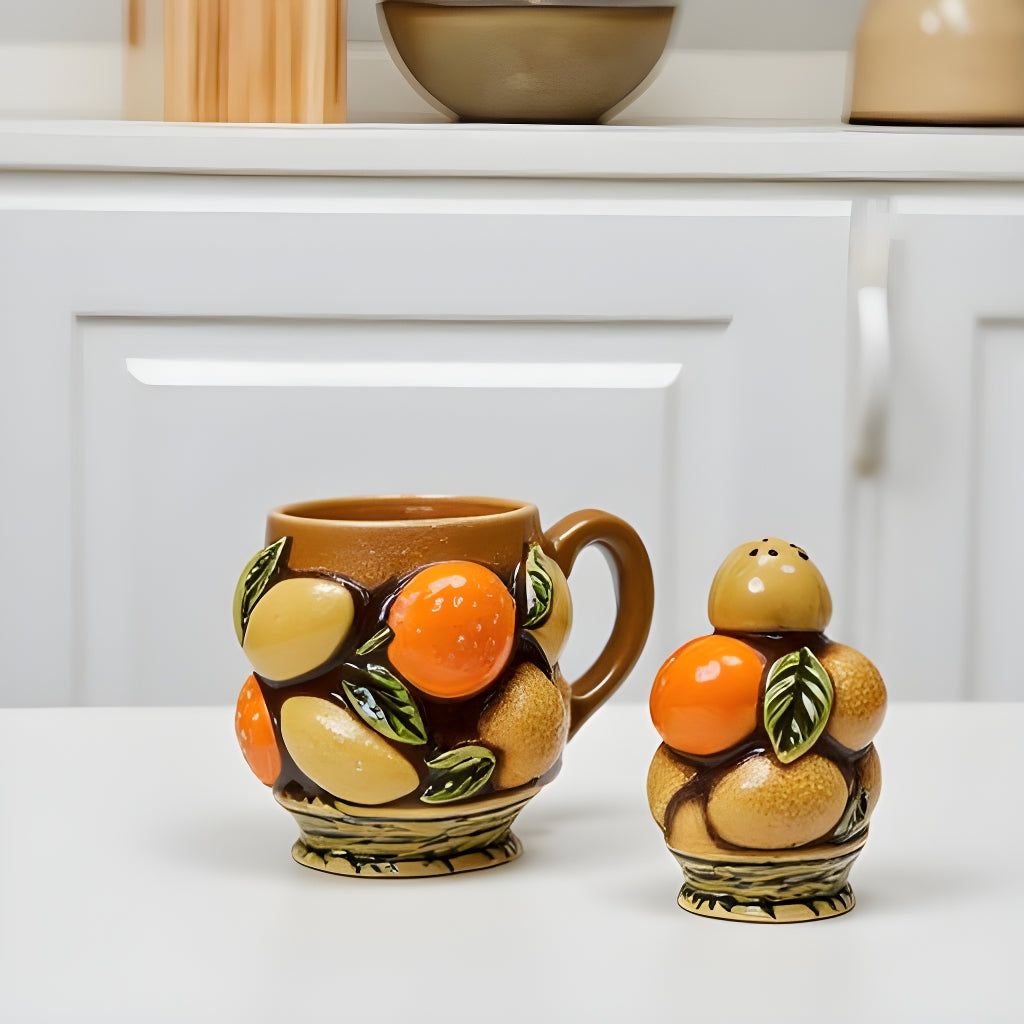 Retro Inarco Japan Ceramic Orange Spice 3 Pc Set
