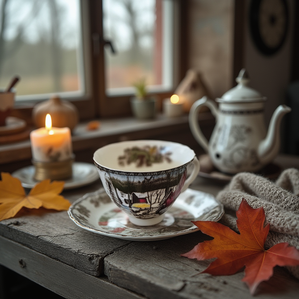 Friendly Village Teacup and Saucer Set