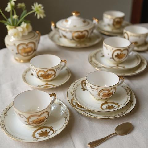 Vintage 29 Piece Moriyama Mori-Machi Tea Set- Japanese Porcelain