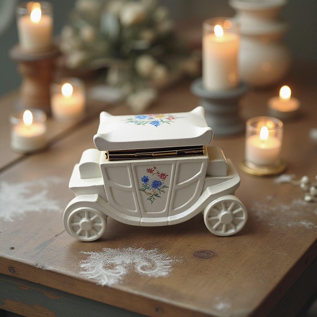 Vintage Handmade Italian Ceramic Trinket Box Shaped Carraige