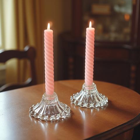 Set of 2 Anchor Hocking Candlestick Holders
