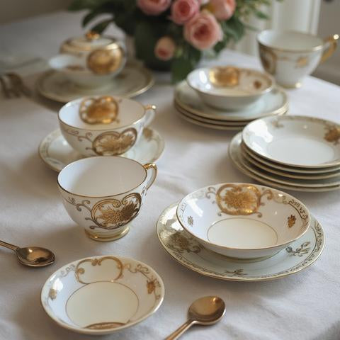Vintage 29 Piece Moriyama Mori-Machi Tea Set- Japanese Porcelain