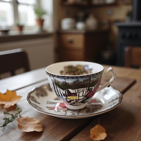 Friendly Village Teacup and Saucer Set