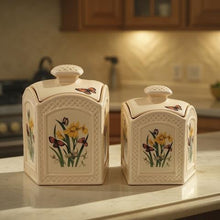 Load image into Gallery viewer, Enesco Butterfly Trellis Cannister, Small and Medium set
