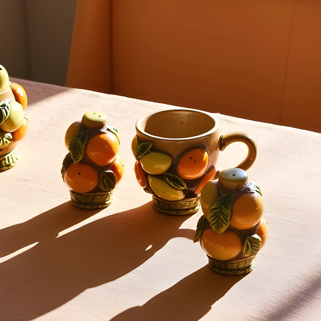 Retro Inarco Japan Ceramic Orange Spice 3 Pc Set