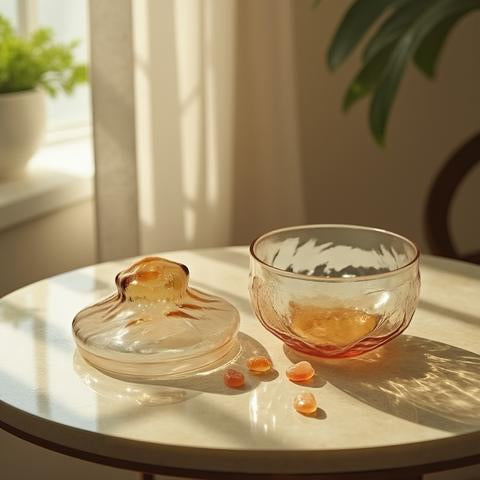 Orange Depression Glass Candy Dish with Lid