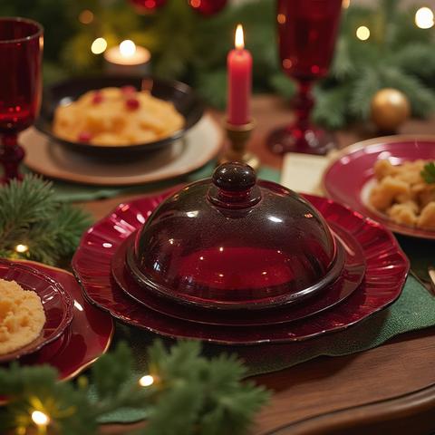 Vintage Red Plate and Lid