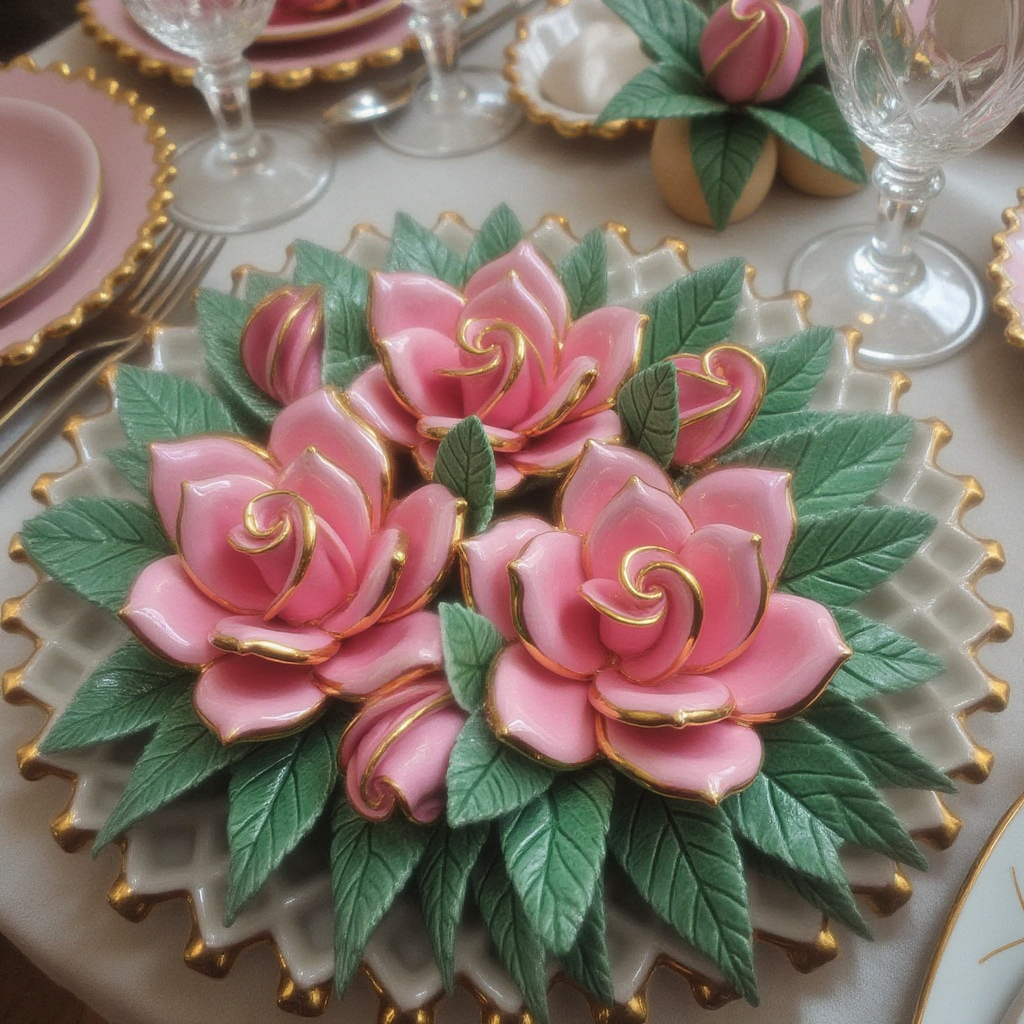 Capodimonte Pink Rose Ceramic Wall Hanging