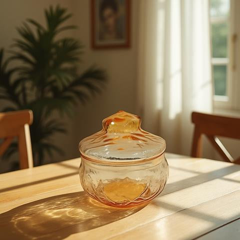 Orange Depression Glass Candy Dish with Lid
