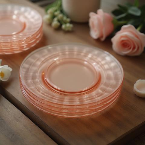 Set of 8 Pink Depression Glass Plates