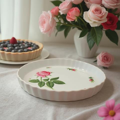 Christineholm Porcelain Rose Quiche Baking Dish