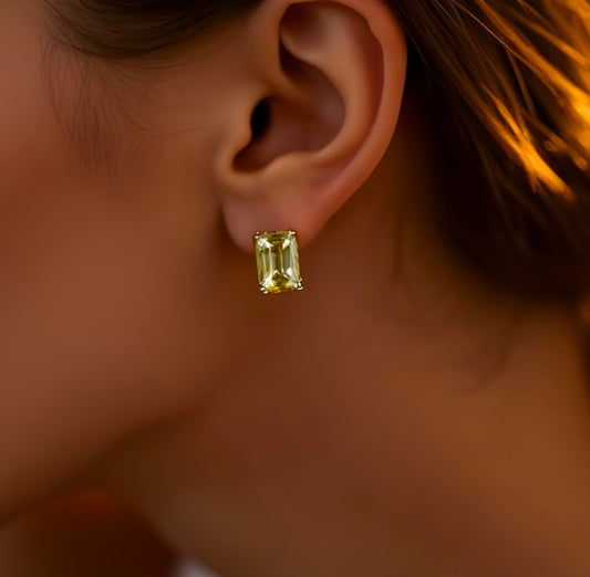 Citrine Emerald Cut Earrings