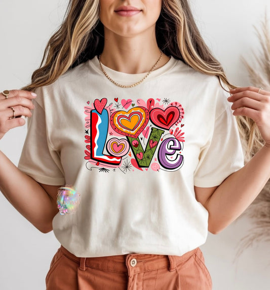 Hand Drawn Pop Art Valentine Graphic Tee