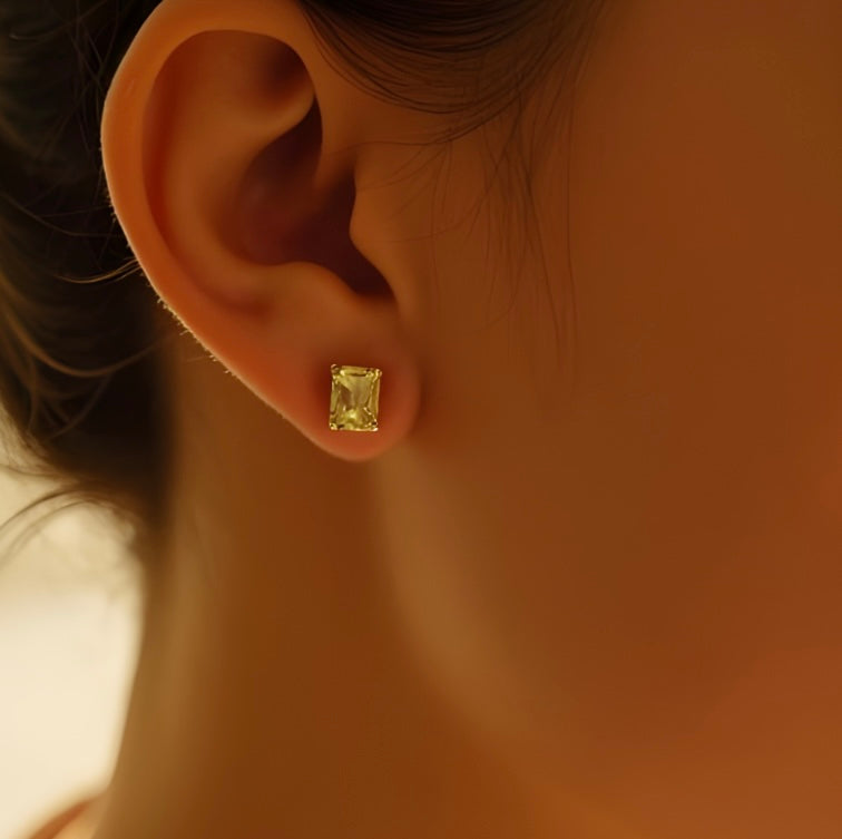 Citrine Emerald Cut Earrings
