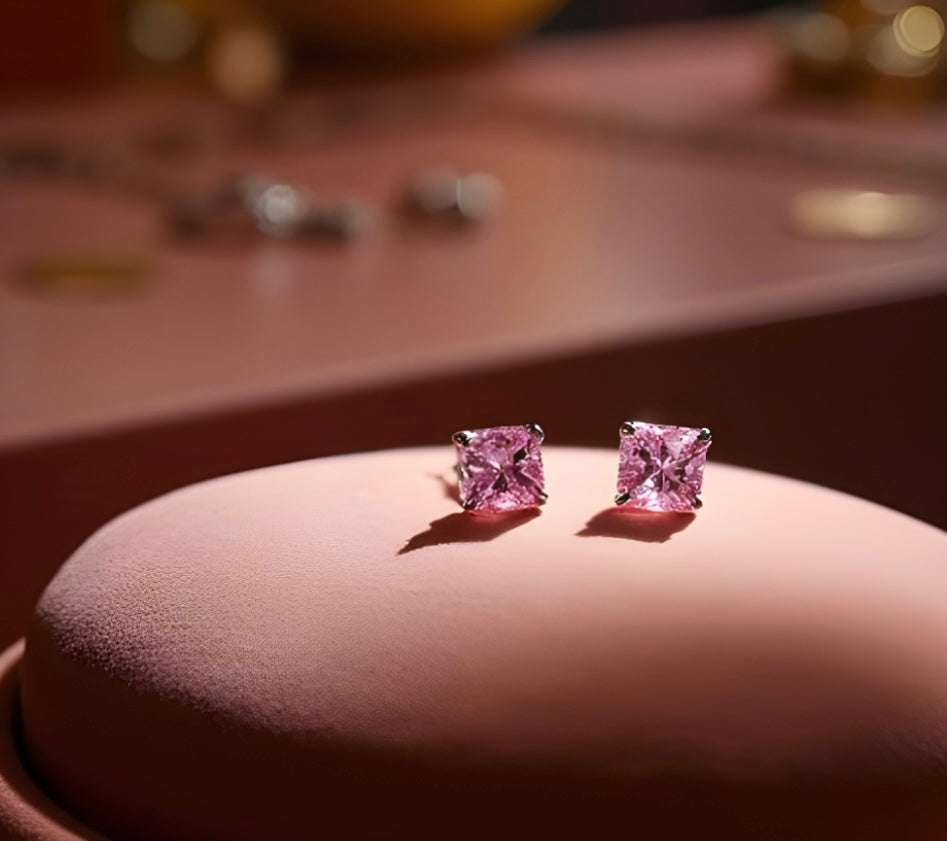 Pink Sapphire Studs