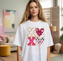 Load image into Gallery viewer, XOXO Faux Glitter Valentine Graphic Tee
